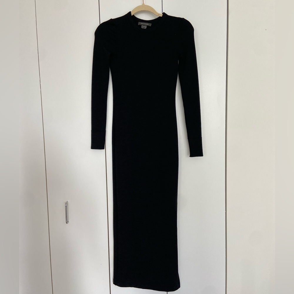 Elegant Black Knit Long Sleeve Dress